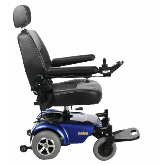 Merits Health Junior Travel Power Wheelchair in Blue Alt Side View