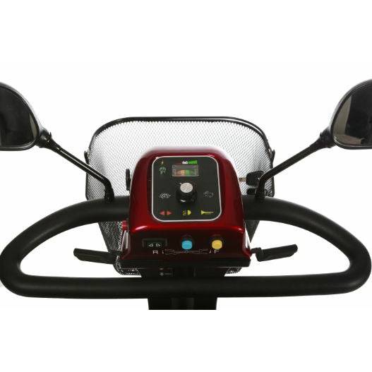 Merits Health Pioneer 4 Heavy Duty Mobility Scooter in Red Tiller