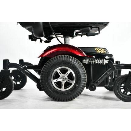 Merits Health Vision Sport Heavy Duty Power Wheelchair in Red Bottom